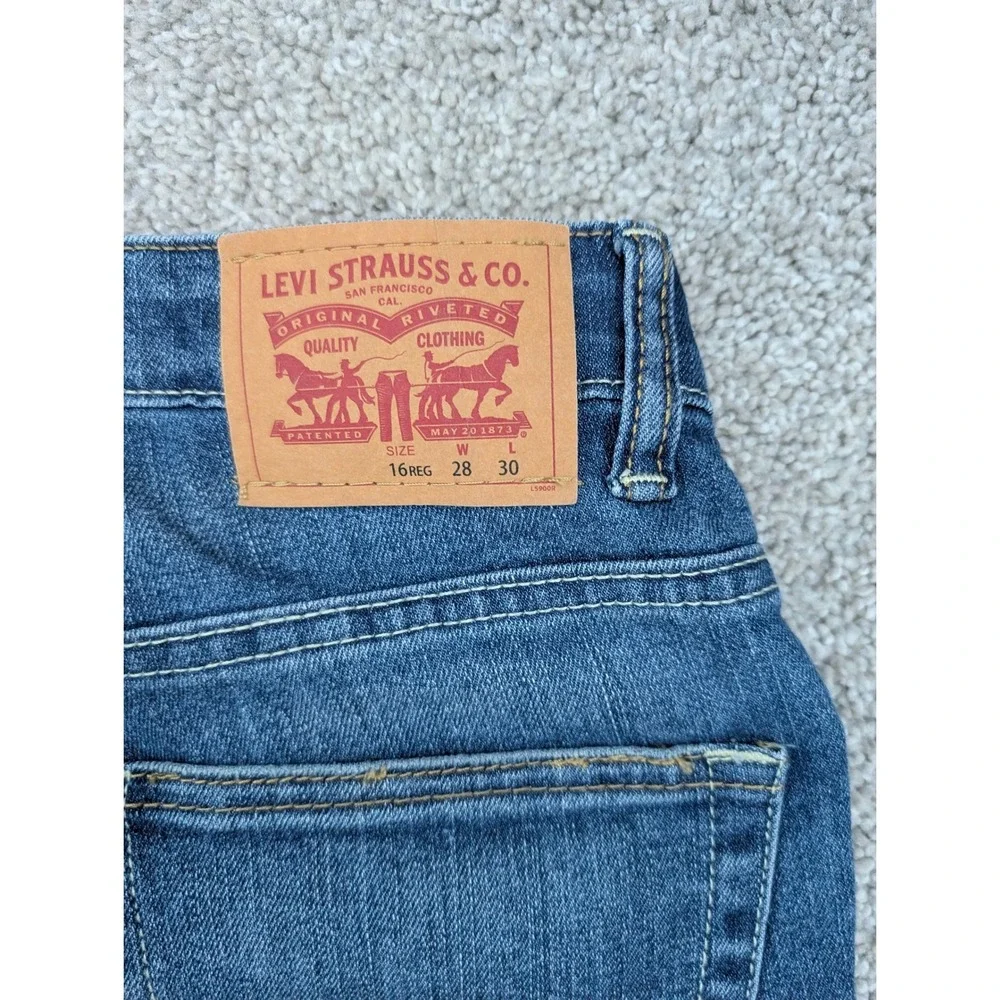 Levi's 511 Slim Jeans Boys Size 16 Reg W28 L30 Cotton Blue Logo Waistband
